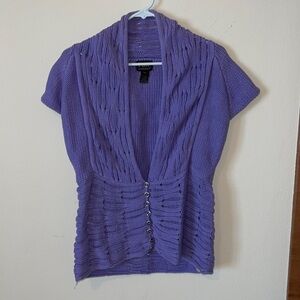 Pure Hand knit purple vest,‎ M/L.